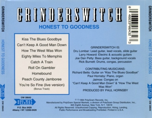 Grinderswitch - Honest To Goodness (1974) (1994) Lossless