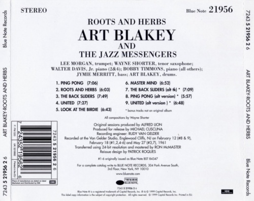 Art Blakey & The Jazz Messengers - Roots & Herbs (1961) (Remastered, 1999)Lossless