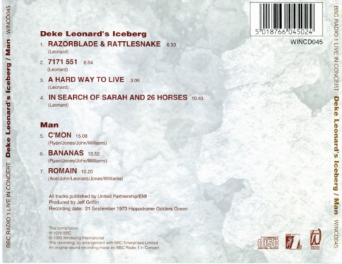 Deke Leonard's Iceberg / Man - BBC Radio 1 Live In Concert (1973) (1993) lossless