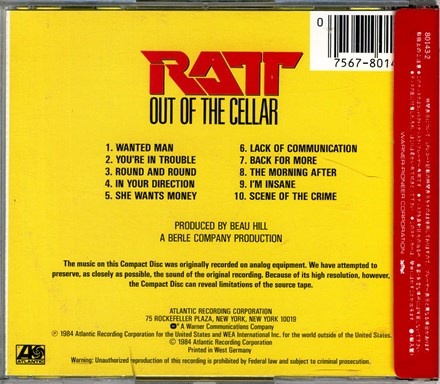 Ratt - Out Of The Cellar (1984) [Japan Press 1985] Lossless