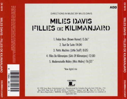 Miles Davis - Filles De Kilimanjaro (1968) (Remastered, 1990) lossless