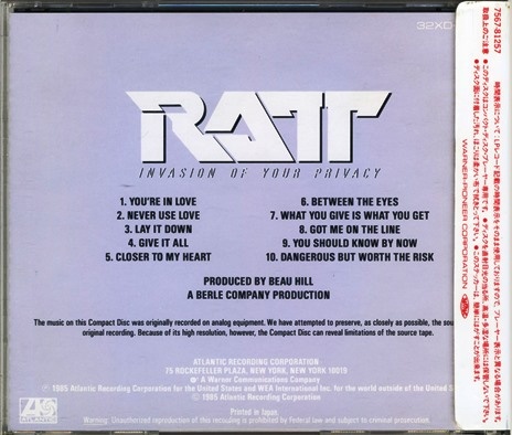 Ratt - Invasion Of Your Privacy (1985) [Japan Press] Lossless