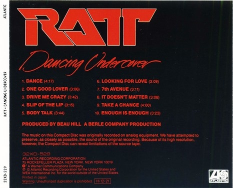 Ratt - Dancing Undercover (1986) [Japan Press] Lossless