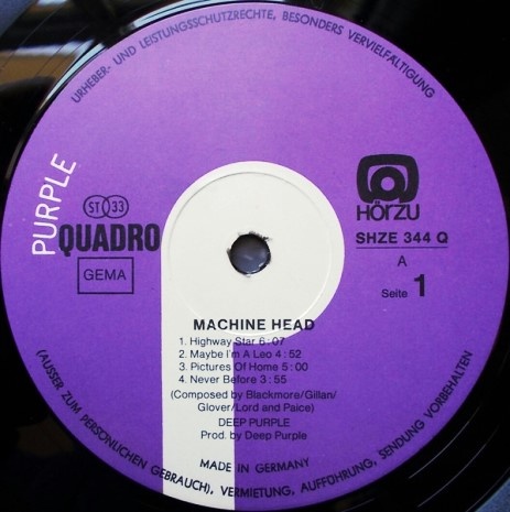 Deep Purple - Machine Head (1972) [StereoQuadro + QuadroPress LP, Vinyl Rip 24/192 + 1.5/64 MHz] Lossless