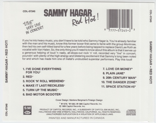 Sammy Hagar - Red Hot (1989) Lossless