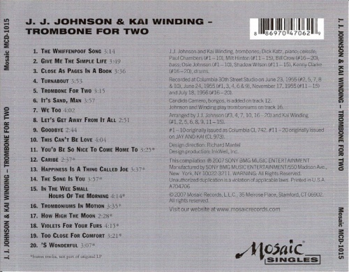 JJ Johnson & Kai Winding - Trombone for Two 1956 [Remastered, 2007] Lossless
