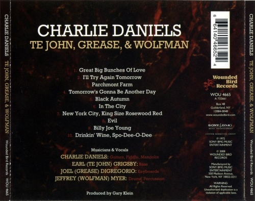 Charlie Daniels - Te John, Grease, & Wolfman (1972) (2008) Lossless